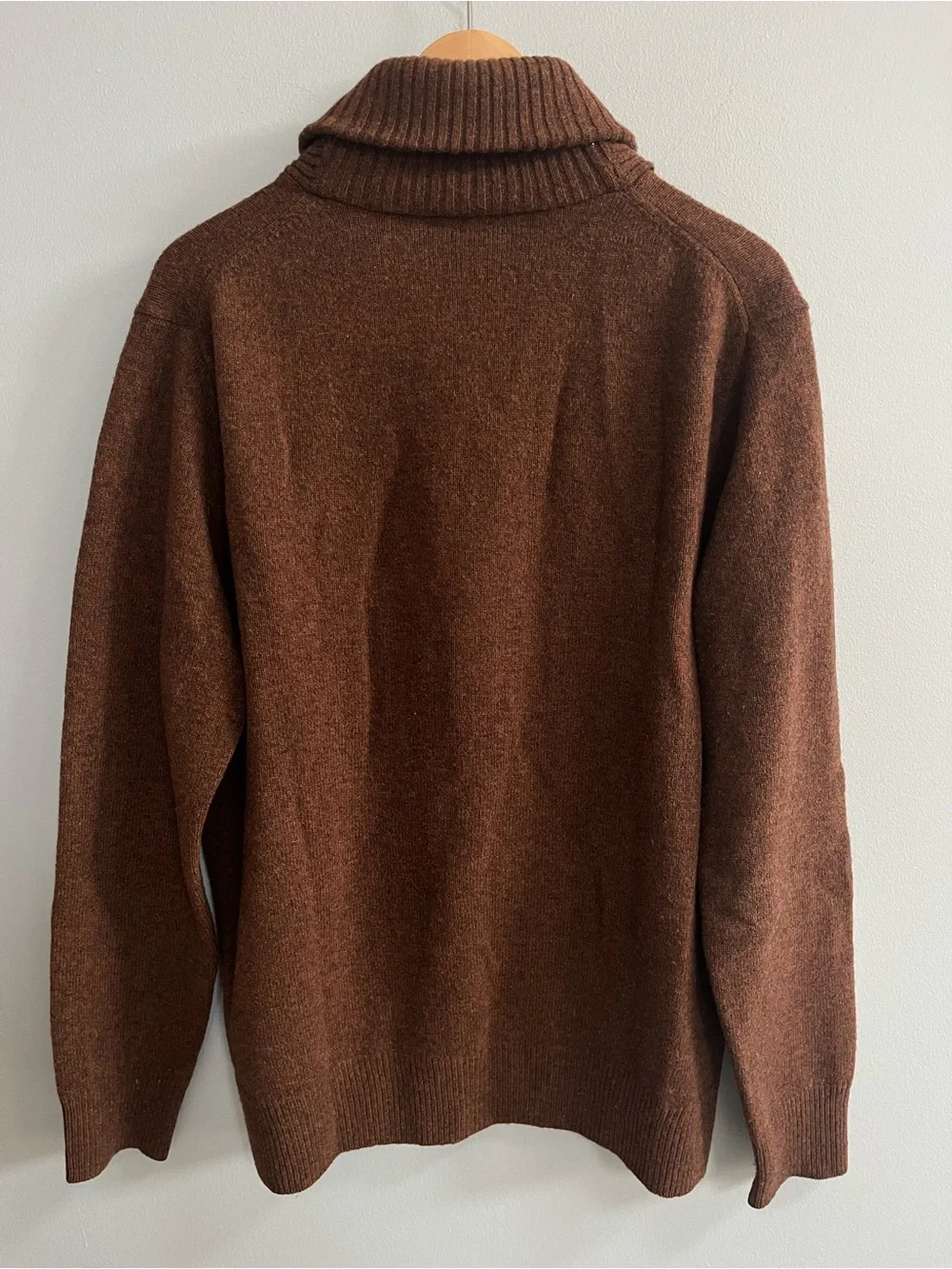 J. Crew Men's Lambswool Shawl Collar Sweater Size Large Layering Preppy Brown